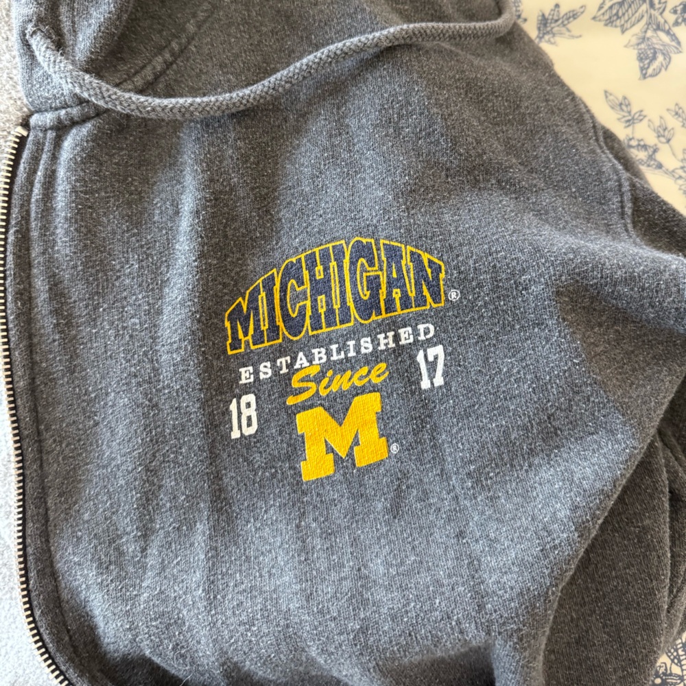 Michigan Gray Fleece Zip Up Hoodie - Picture 2 of 3